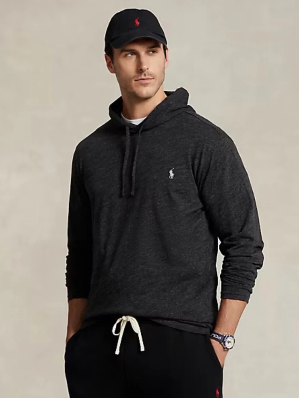 Polo Ralph Lauren Men's Big & Tall Jersey Hooded T-Shirt Sz 3XB Black Marl